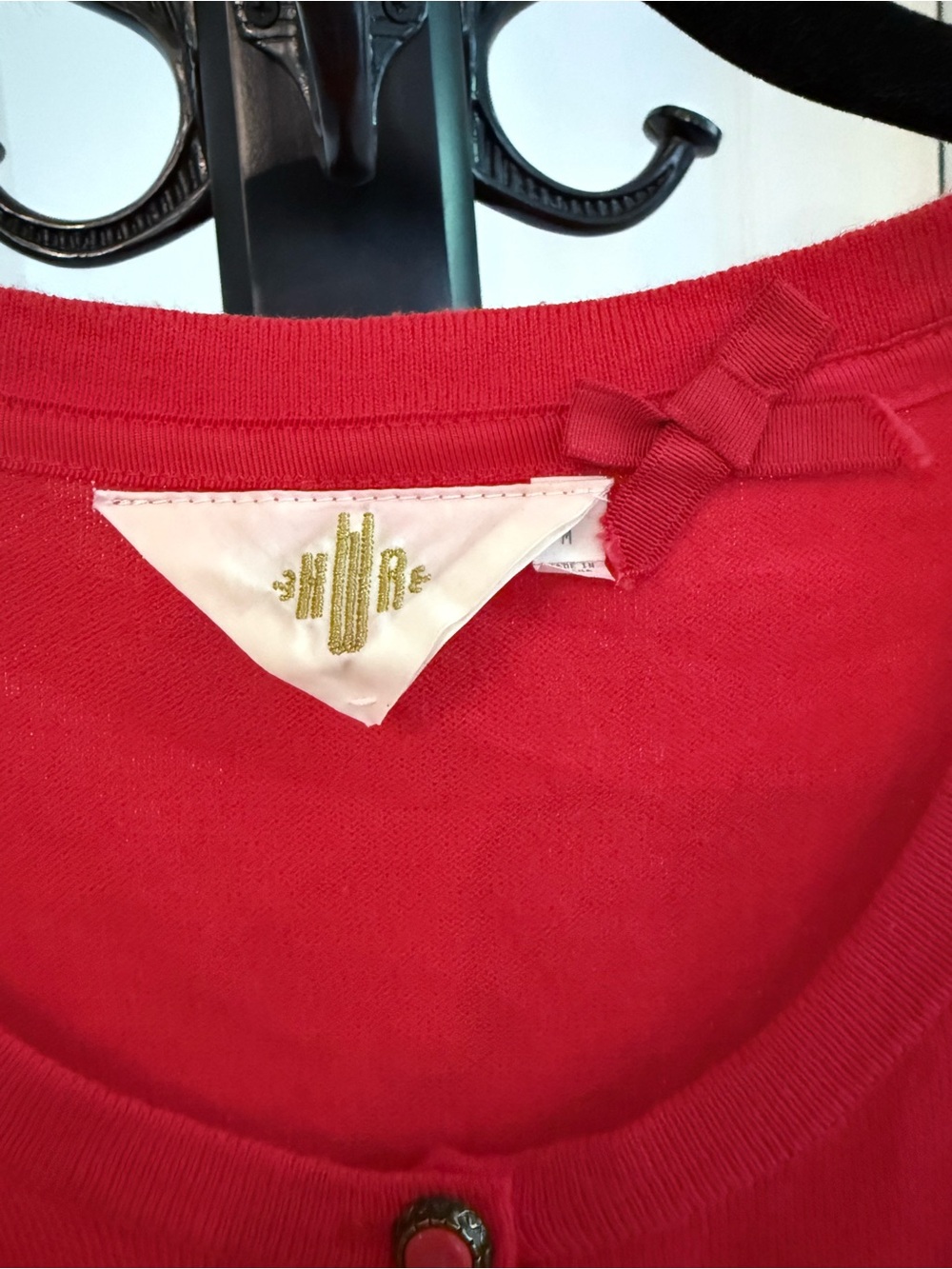 Anthropologie Moth Red Beaded Embellished Cardigan Size M - Picture 2 of 4